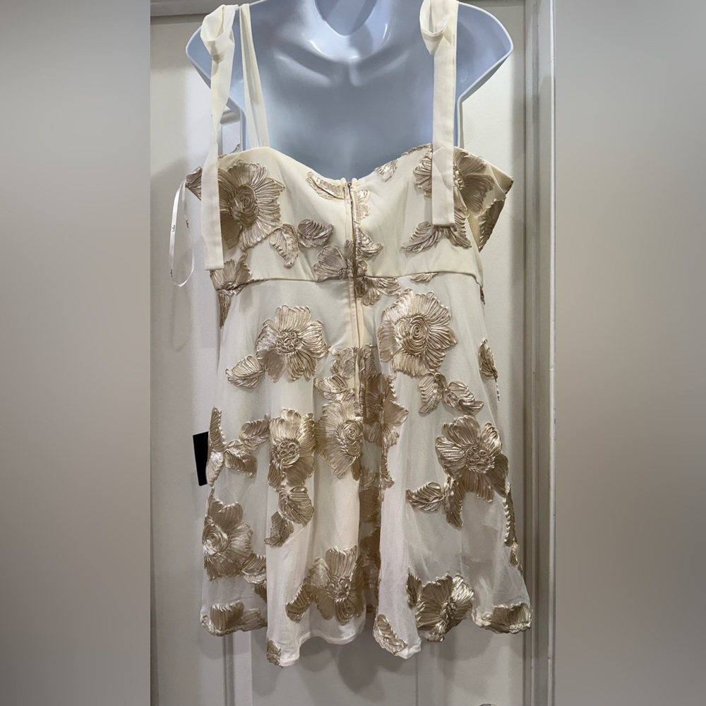 🆕🆕 Lulus Truly Inspiring Ivory Mesh Floral Mini Dress Size XL Prom Wedding Party - Picture 6 of 16